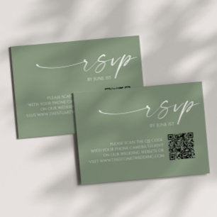 Cartão RSVP de Casamento de Código QR Verde de Sag