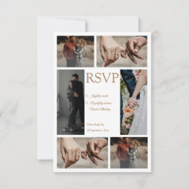 Cartão rsvp de Casamento de Colagem de Foto minima