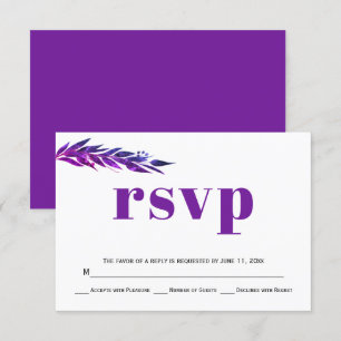 Cartão RSVP de casamento de cor roxa do ramal Euc