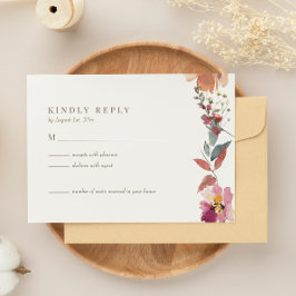 Cartão RSVP de Casamento de Cores de Água Selvagen
