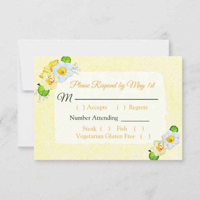 Cartão RSVP de Casamento de Daffodils Floral Amare (Frente)