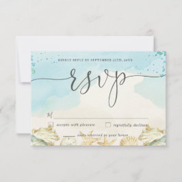 Cartão RSVP de Casamento de Destino de Chic Beach