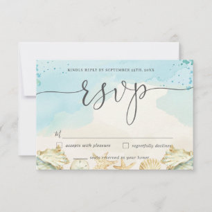 Cartão RSVP de Casamento de Destino de Chic Beach