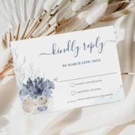 Cartão RSVP de Casamento de Destino de Praia Boho 