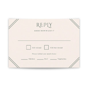 Cartão RSVP de Casamento de Diamante Evergreen