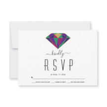 Cartão RSVP de casamento de diamante geométrico ab