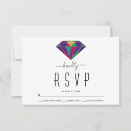 Cartão RSVP de casamento de diamante geométrico ab