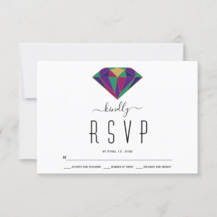 Cartão RSVP de casamento de diamante geométrico ab
