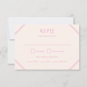 Cartão RSVP de Casamento de Diamante Rosa