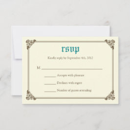Cartão RSVP de Casamento de Fairytale - Teal