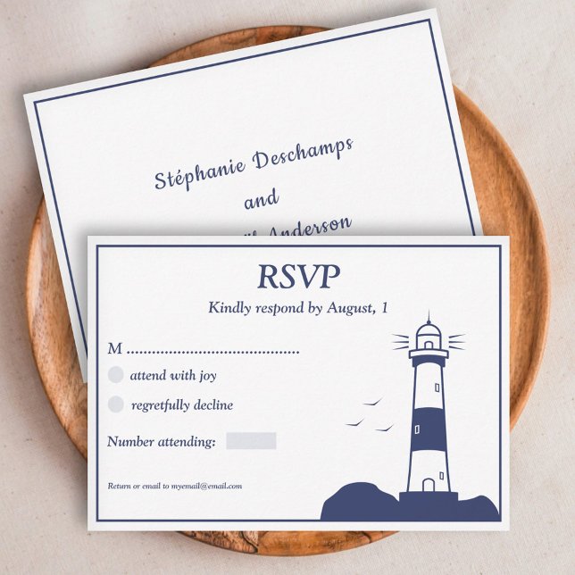 Cartão RSVP de Casamento de Farol (Lighthouse Wedding RSVP Card)
