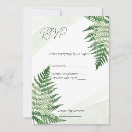 Cartão RSVP de Casamento de Fern Verde Minimalista