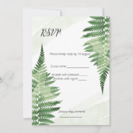 Cartão RSVP de Casamento de Fern Verde Minimalista