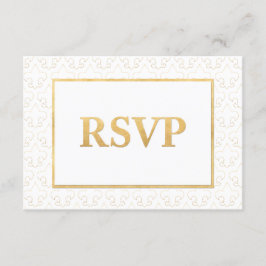 Cartão RSVP de Casamento de Fleur De Lis Branco e 