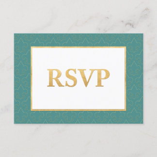 Cartão RSVP de Casamento de Fleur De Lis Teal & Do
