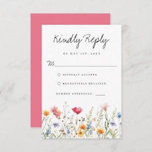 Cartão RSVP de Casamento de flor selvagem