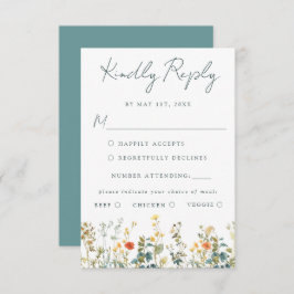 Cartão RSVP de Casamento de flor selvagem