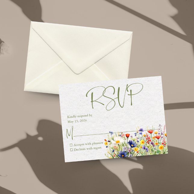 Cartão RSVP de Casamento de flor selvagem (Criador carregado)