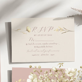 Cartão RSVP de Casamento de Flor Selvagem Blush