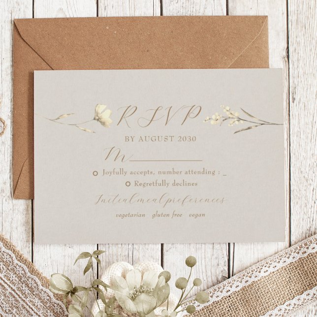 Cartão RSVP de Casamento de Flor Selvagem Boho Fal (Criador carregado)