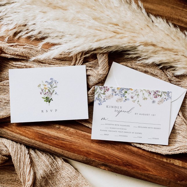 Cartão RSVP de Casamento de Flor Selvagem com Opçõ (Criador carregado)