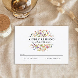 Cartão RSVP de Casamento de Flor Selvagem de Aquar