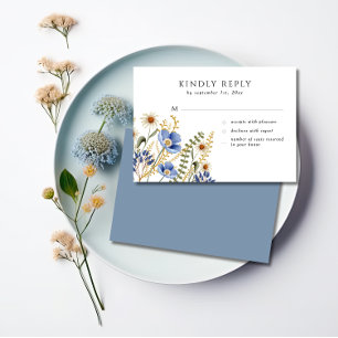 Cartão RSVP de Casamento de Floral de Flor Selvage