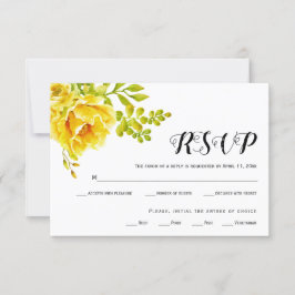 Cartão RSVP de casamento de flores aquáticas amare