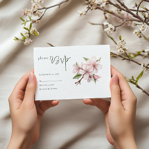 Cartão rsvp de casamento de flores de cereja rosa 