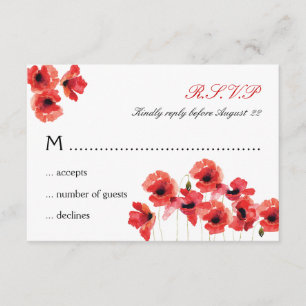Cartão RSVP de Casamento de Flores de Poppy