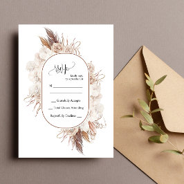 Cartão RSVP de Casamento de Flores de Queda Boho