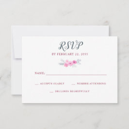 cartão RSVP de casamento de flores rosa