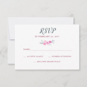 cartão RSVP de casamento de flores rosa
