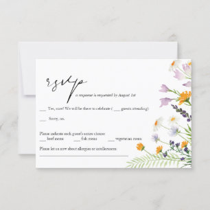 Cartão RSVP de Casamento de Flores Selvagens