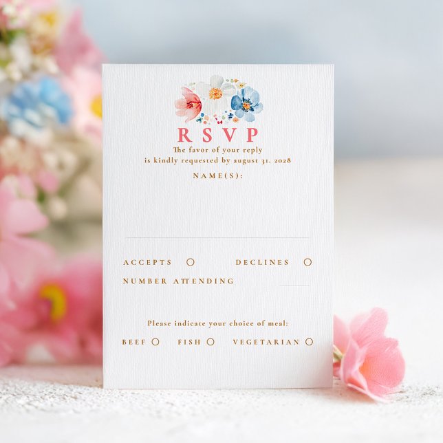 Cartão RSVP de Casamento de Flores Selvagens (Wildflowers wedding RSVP card)