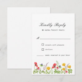 Cartão RSVP de Casamento de Flores Selvagens de Aq
