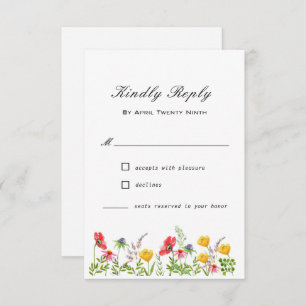 Cartão RSVP de Casamento de Flores Selvagens de Aq
