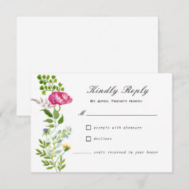 Cartão RSVP de Casamento de Flores Selvagens de Aq