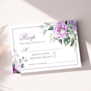 Cartão RSVP de Casamento de Flores Violetas Eucaly