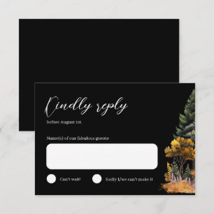 Cartão RSVP de Casamento de Floresta de Aquarela d