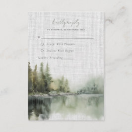 Cartão RSVP de Casamento de Florestas Verdes Russa