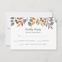 Cartão RSVP de Casamento de Folha de Watercolor Au