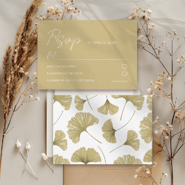 Cartão RSVP de Casamento de Folha Ginkgo Dourado E
