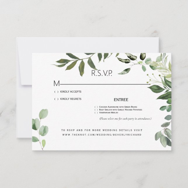 Cartão RSVP de Casamento de Foliage Eucalyptus (Frente)