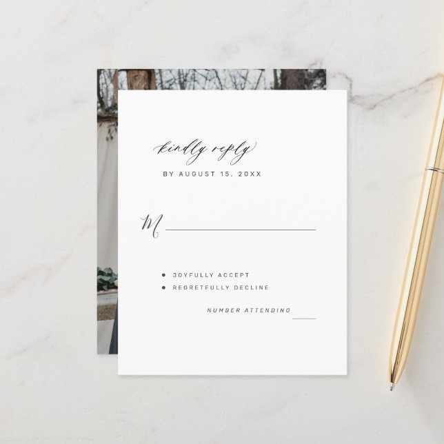 Cartão RSVP de casamento de foto de orçamento (Frente/Verso In Situ)