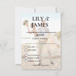 Cartão RSVP de Casamento de Foto em Praia