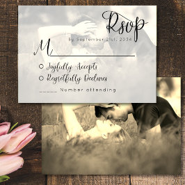 Cartão RSVP de Casamento de Foto Vintage