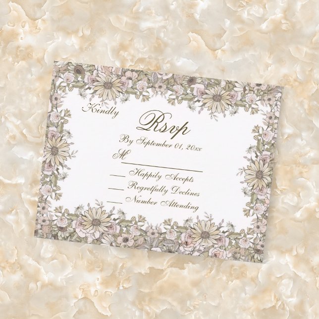 Cartão RSVP de Casamento de Frame Botânico Elegant (Criador carregado)