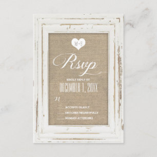 Cartão RSVP de Casamento de Frame Russo Branco Bur