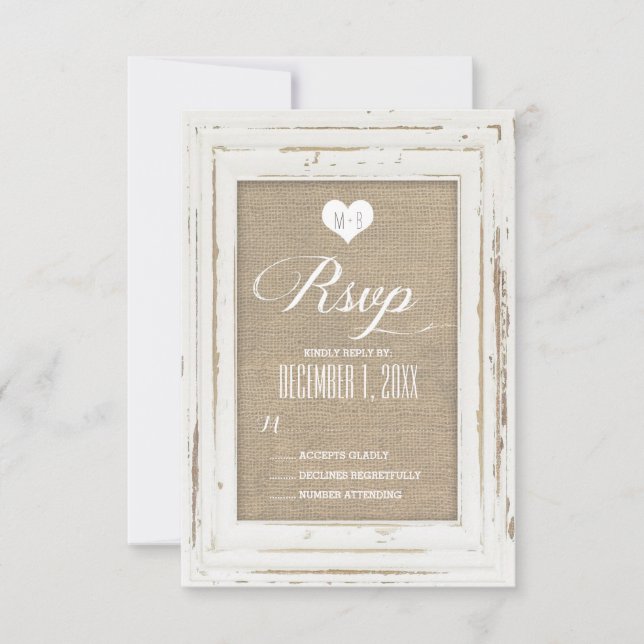 Cartão RSVP de Casamento de Frame Russo Branco Bur (Frente)